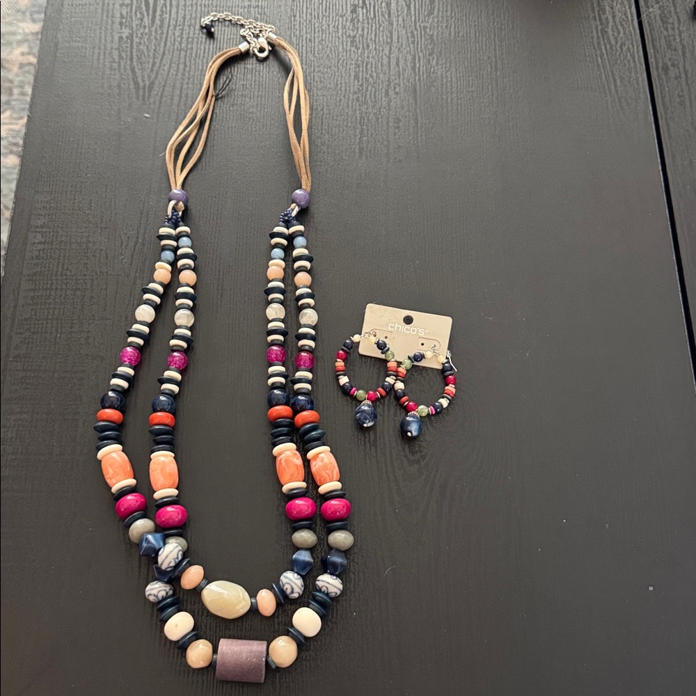 Chico’s Mina multicolor necklace & earring set